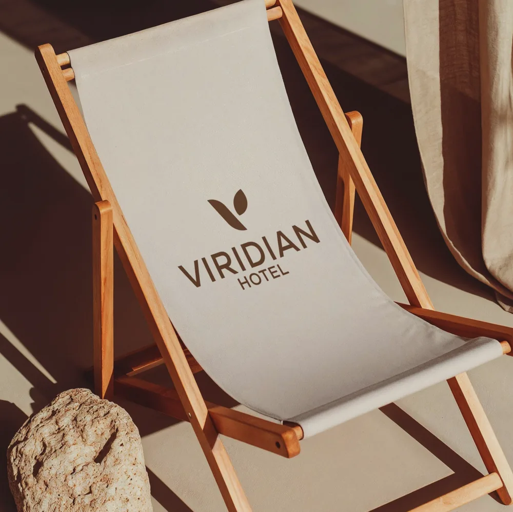 Viridian Hotel brand identity mockup used in Brandnest client review section